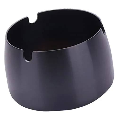 Fashion My Day Windproof Ashtray Stainless Steel Ash Tray for Home Office Black S