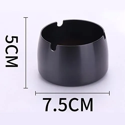 Fashion My Day Windproof Ashtray Stainless Steel Ash Tray for Home Office Black S