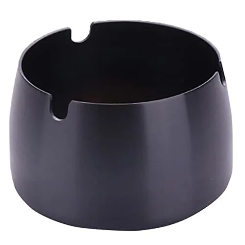 Fashion My Day Windproof Ashtray Stainless Steel Ash Tray for Home Office Black S