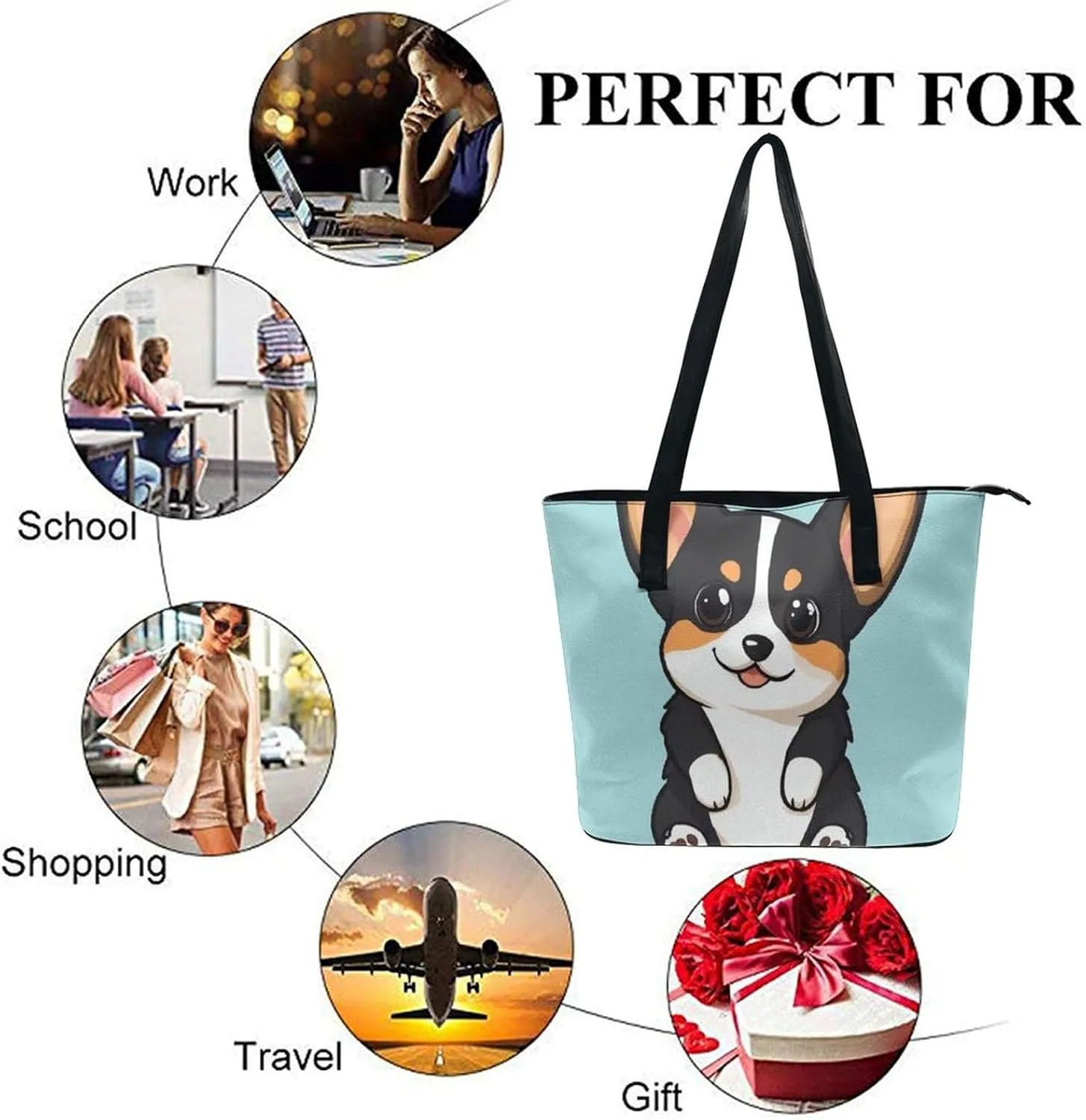 Fashionable Laptop Tote Bag For Women & Men, Large Work Commuter Bag