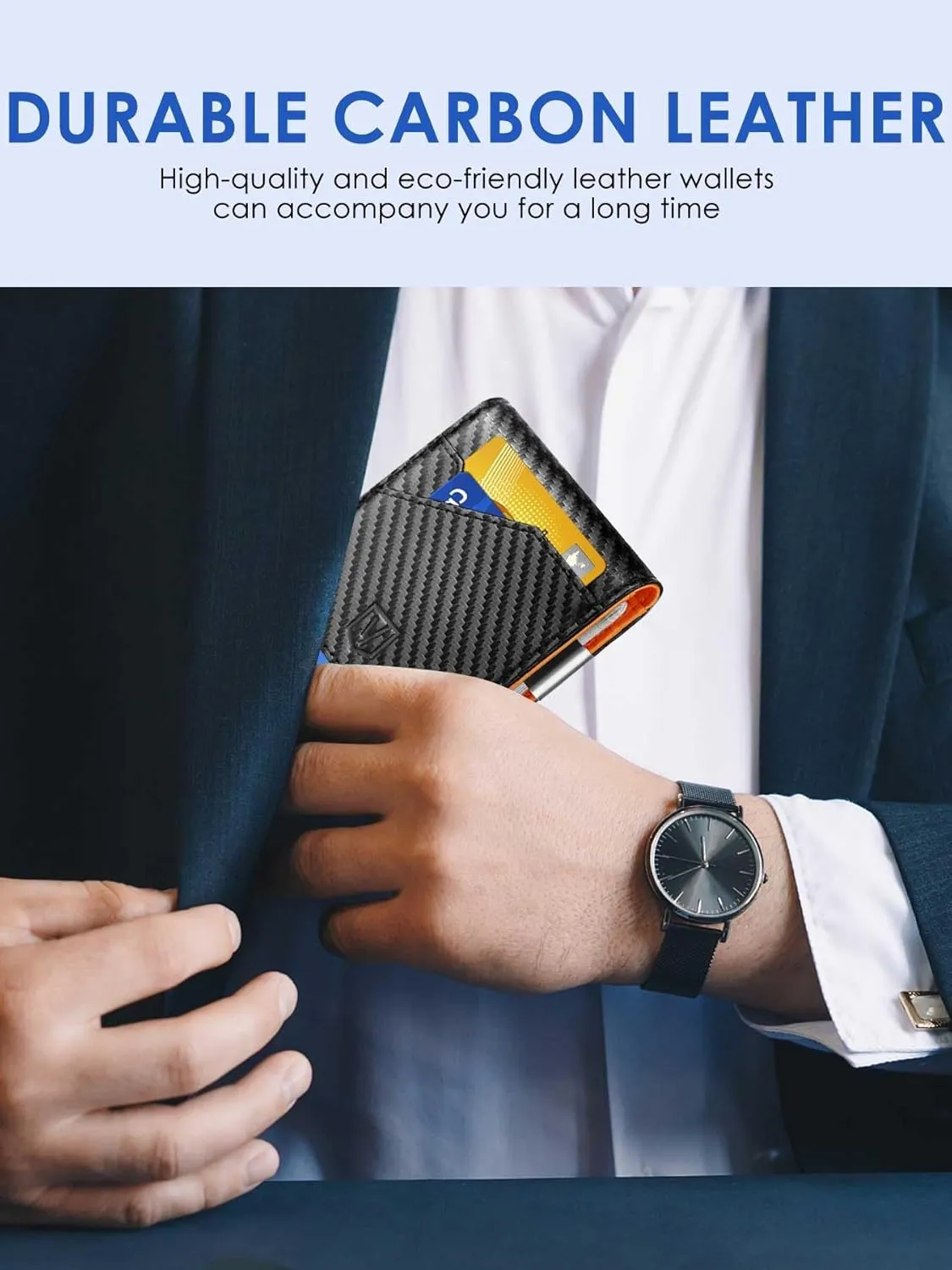 Father's Day Gifts for Dad Husband Boyfriend from Daughter Son Wife, Slim Wallet for Men with Money Clip RFID Blocking, Minimalist Thin Credit Card Holder with Gift Box