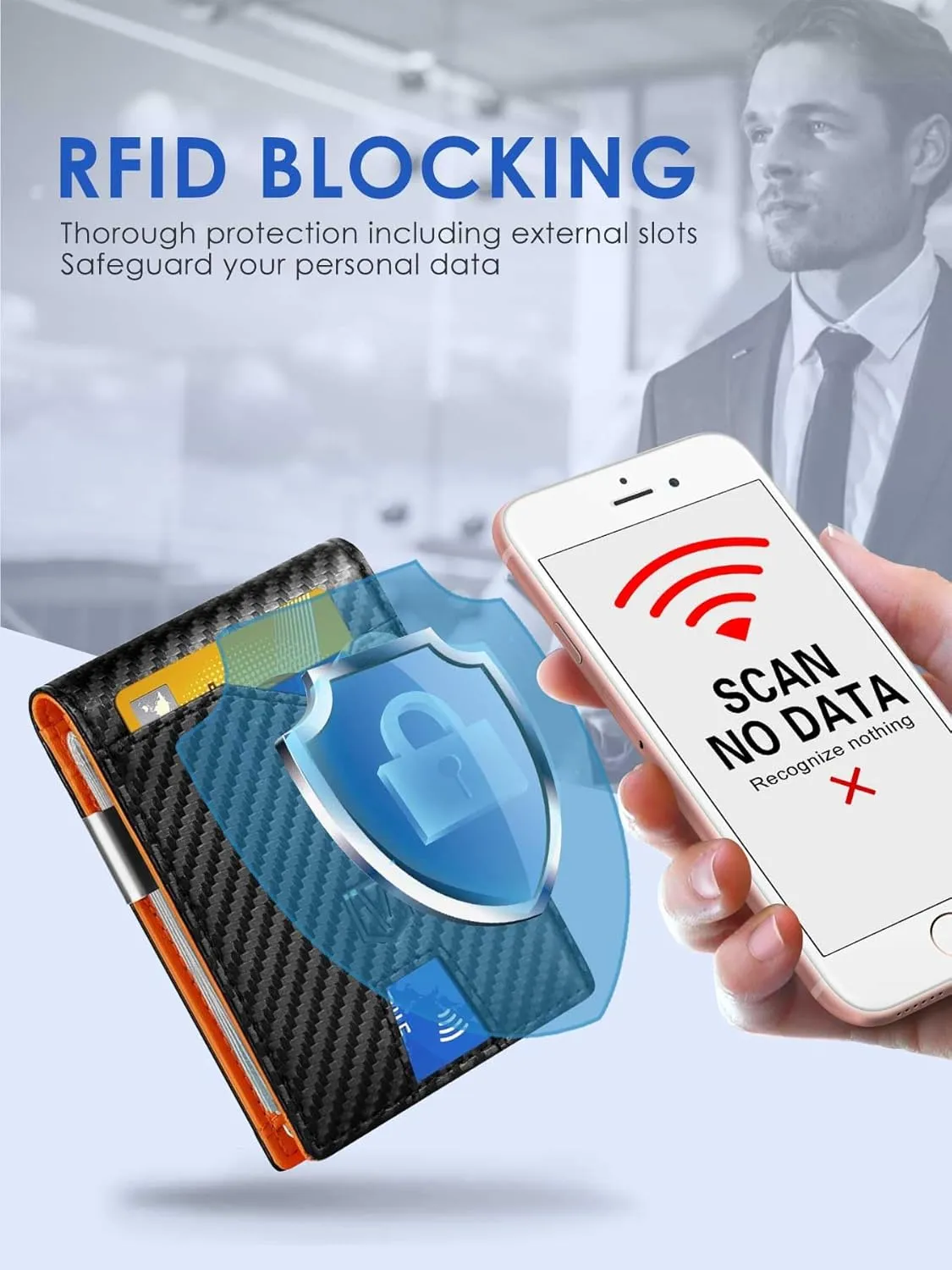 Father's Day Gifts for Dad Husband Boyfriend from Daughter Son Wife, Slim Wallet for Men with Money Clip RFID Blocking, Minimalist Thin Credit Card Holder with Gift Box