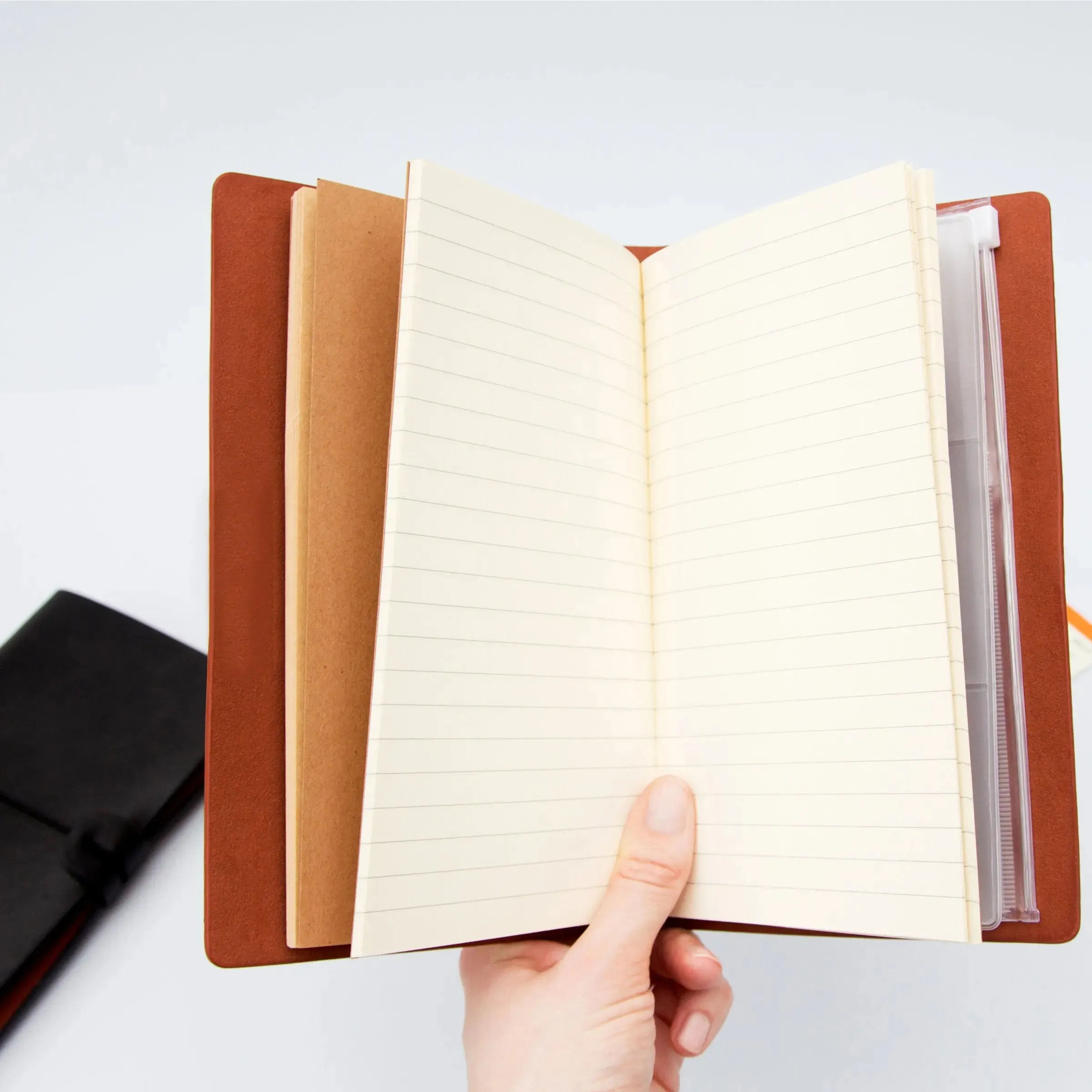Faux Leather Travel Notebook - Black
