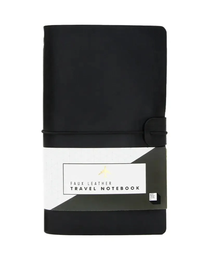Faux Leather Travel Notebook - Black