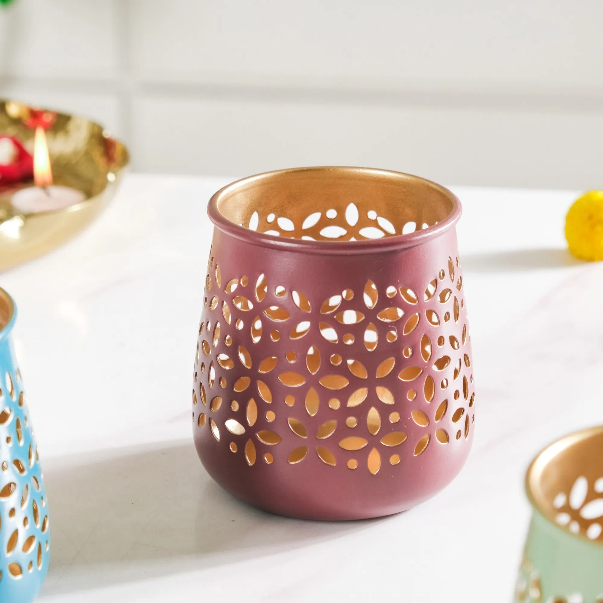 Festive Tealight Candle Holder Set Of 5
