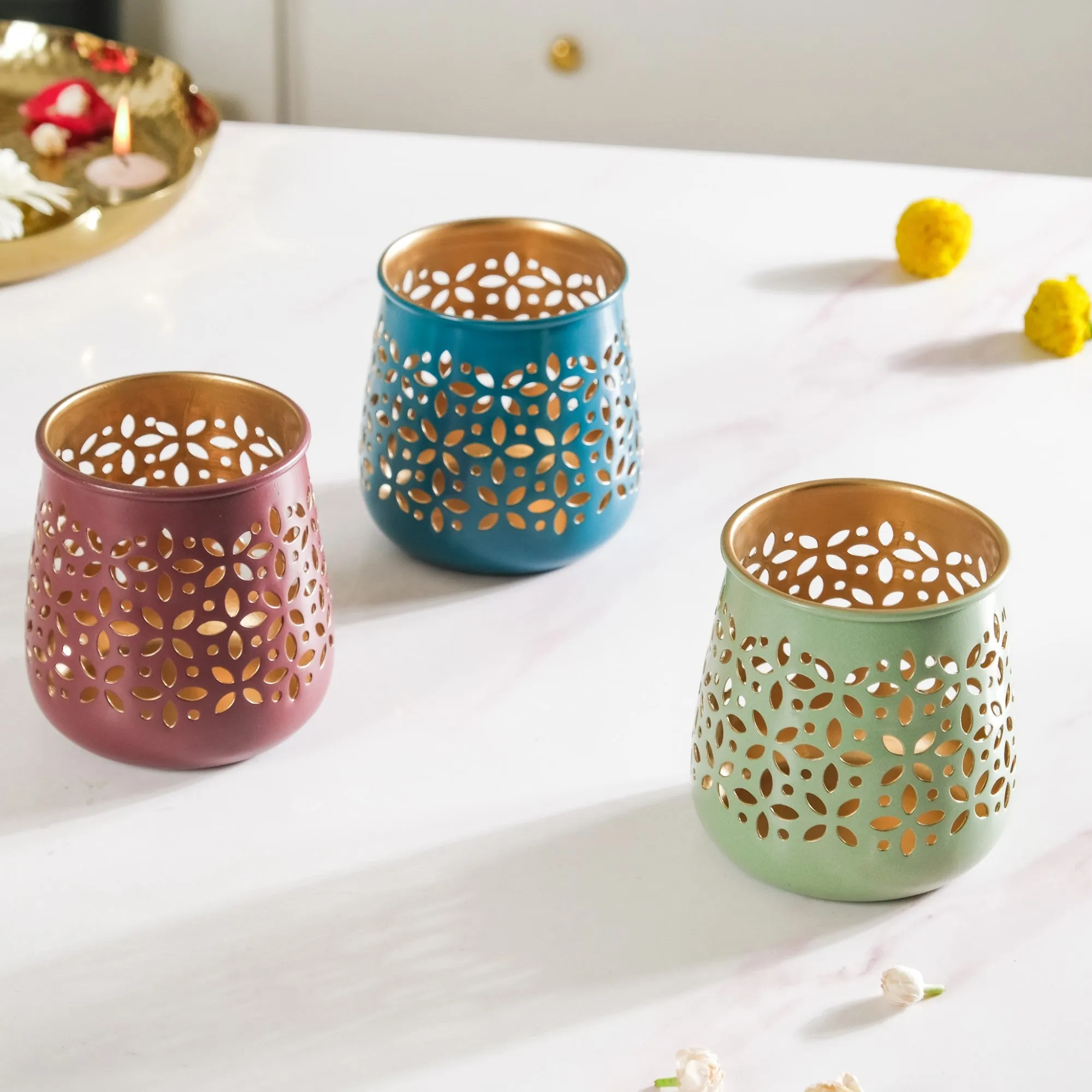 Festive Tealight Candle Holder Set Of 5