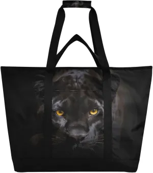 Fierce Black Panther Reusable Insulated Lunchbox Cooler Bag, Leakproof Kitchen Grocery Bag Collapsible Portable Cooler Tote Bag for Picnic, Camping, Office, Travel