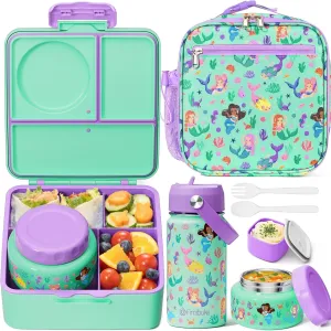 Fimibuke Bento Box for Kids Adult - Leakproof 3-4 Compartments Lunch Bento Box Set with Insulated Thermos Food Jar, Water Bottle, Lunch Bag, Sauce Cup & Cutlery for Toddler Teen Shcool Girl Boy Age 3 