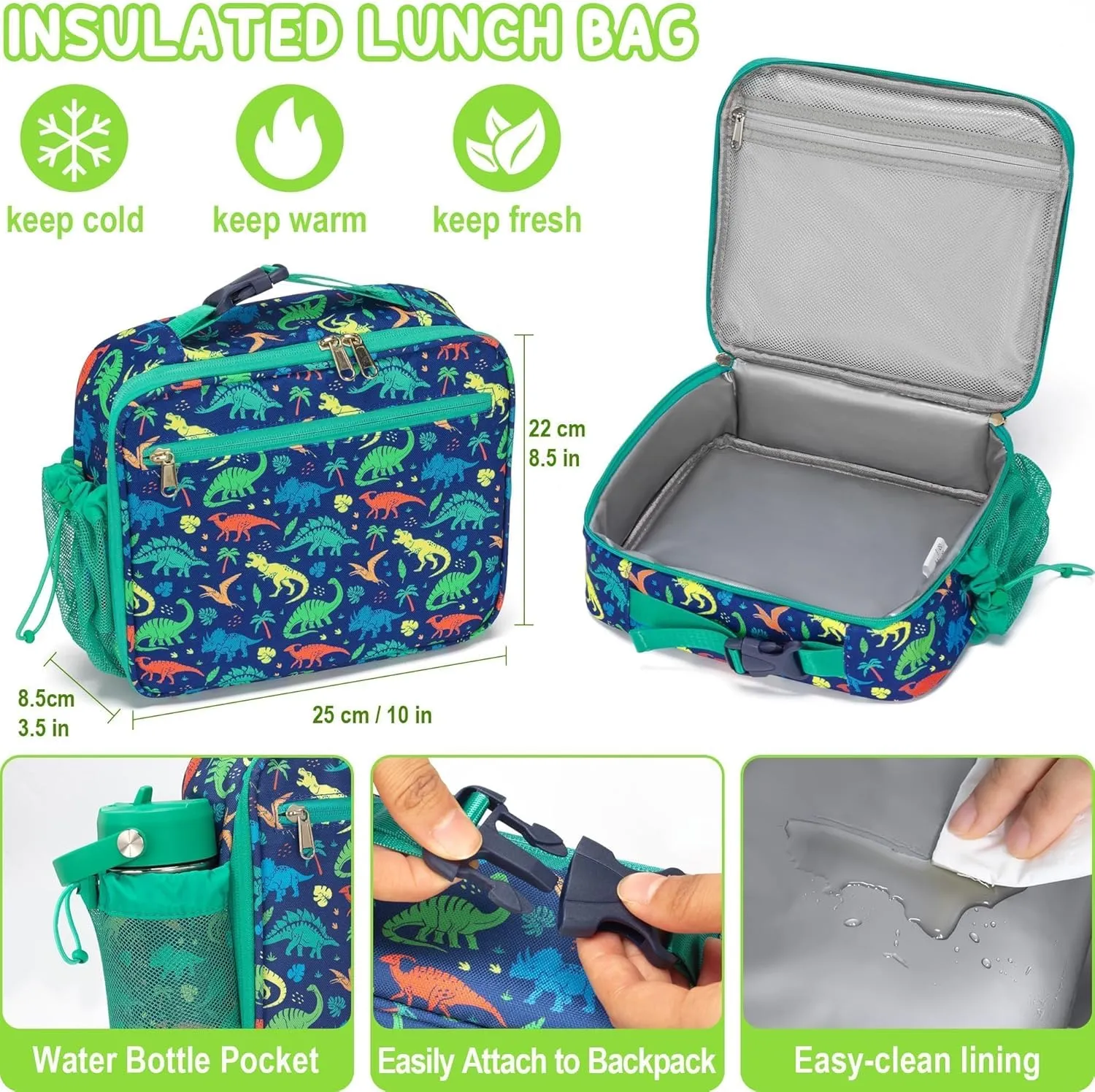 Fimibuke Bento Lunch Box for Kids with Thermos, 32OZ Snack Lunch Container with 3 Compartments, Insulated Lunch Bag, 12OZ Leakproof Food Jar, Ice Pack Set for Age 3-12 Toddler Teen Girls Boys Daycare