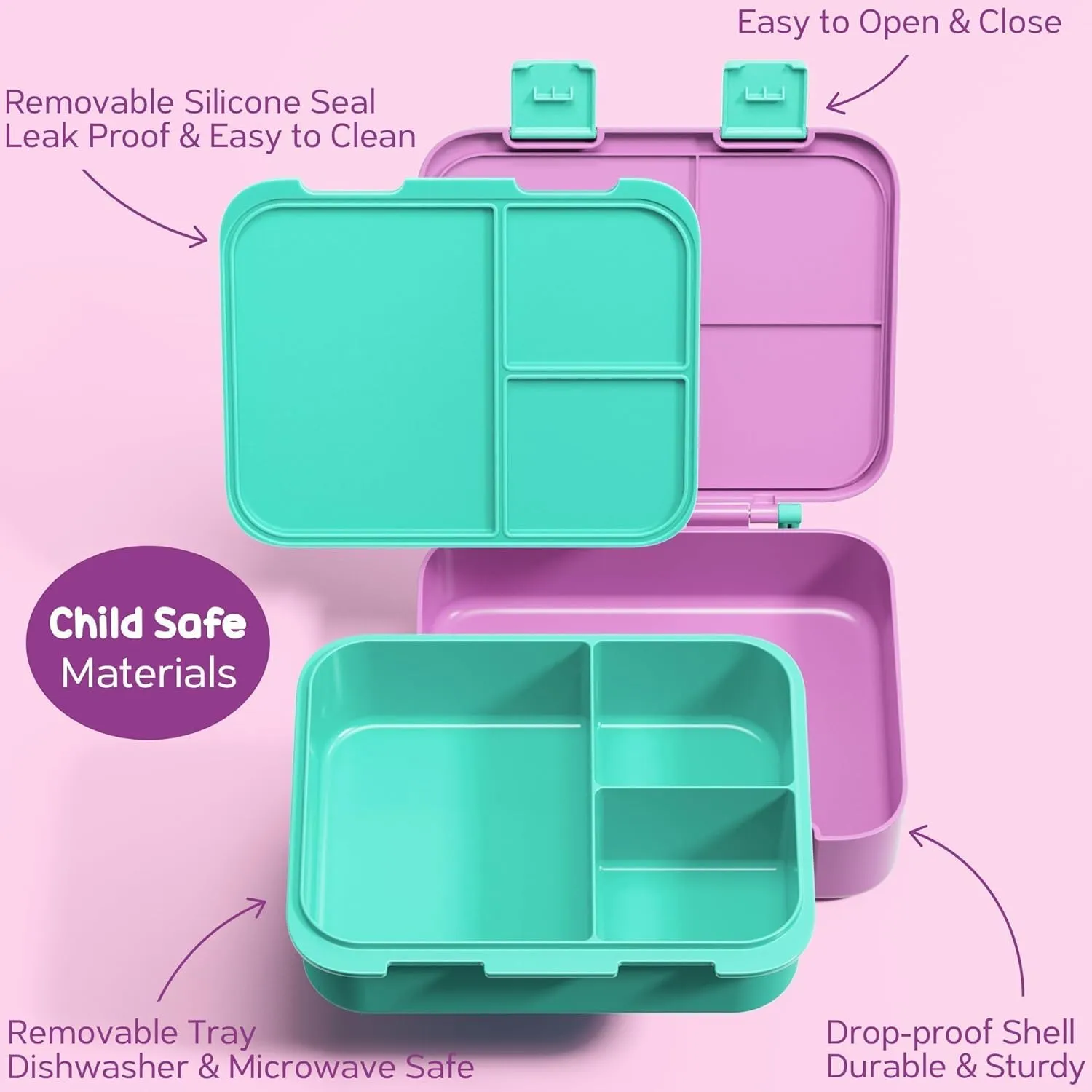 Fimibuke Bento Lunch Box for Kids with Thermos, 32OZ Snack Lunch Container with 3 Compartments, Insulated Lunch Bag, 12OZ Leakproof Food Jar, Ice Pack Set for Age 3-12 Toddler Teen Girls Boys Daycare