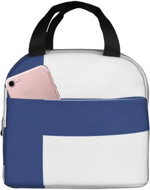 Finnish flag Lunch bag, reusable lunch box, adult lunch tote bag, work picnic beach or travel lunch container