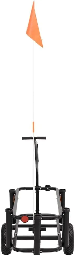 Fishing Trolley Black Steel,HeavyDuty Fishing Trolley with Rod Holders and Pneumatic Wheels Storage Islands and Carts, Without bag