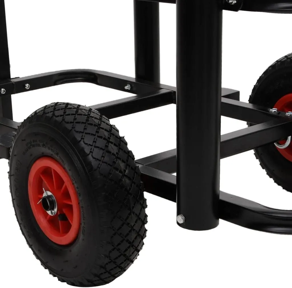 Fishing Trolley Black Steel,HeavyDuty Fishing Trolley with Rod Holders and Pneumatic Wheels Storage Islands and Carts, Without bag