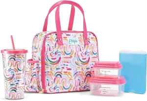 Fit & Fresh Lunch Bag For Women, Insulated Womens Lunch Bag For Work, Leakproof & Stain-Resistant Large Lunch Box For Women With Containers, Tumbler and Ice Pack, Zipper Closure Wichita Bag Rainbow