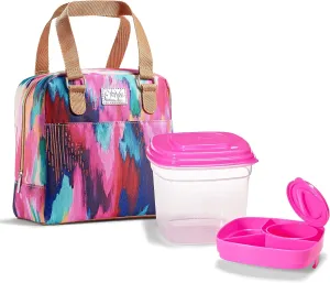 Fit & Fresh Lunch Bag For Women, Insulated Womens Lunch Bag For Work, Leakproof & Stain-Resistant Large Lunch Box For Women With Containers, Zipper Closure Minneola Bag Brush Strokes