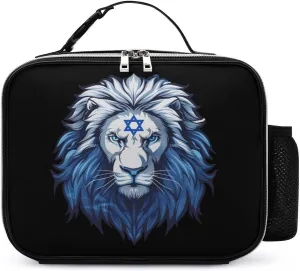 Flag of Israel Lion Jewish Israel Flag Lunch Bag Insulated Lunch Box Container Reusable Lunch Tote Bag for Office Work Travel