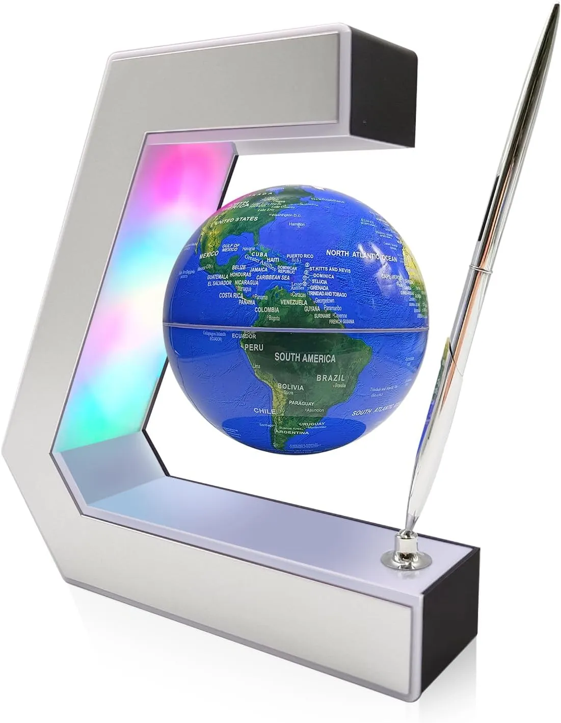 Flagest Magnetic Levitation Globe with LED Lights & Touch Control and Pen, Floating Globes for Educational Home Office Desk Bookshelf Decor, Birthday Anniversary Holiday Creative Item(3.3 Inches Globe)