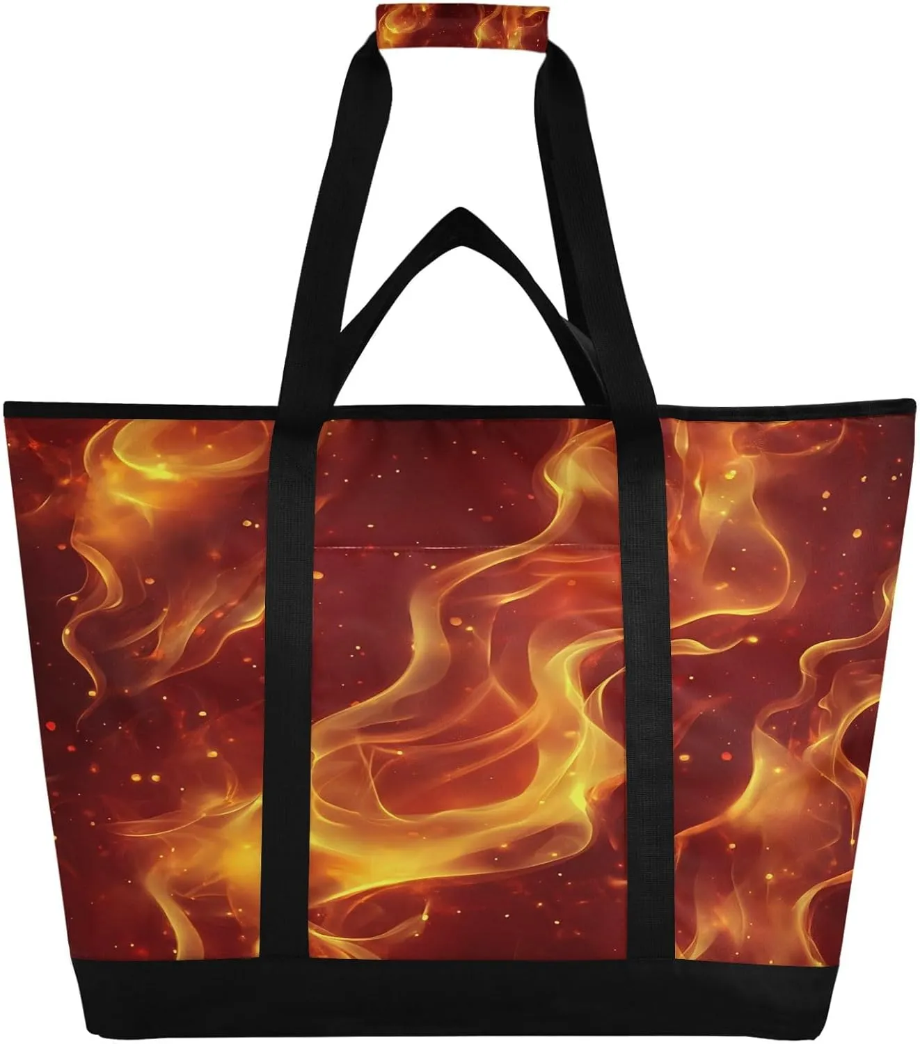 Flame Reusable Insulated Lunchbox Cooler Bag, Leakproof Kitchen Grocery Bag Collapsible Portable Cooler Tote Bag for Picnic, Camping, Office, Travel
