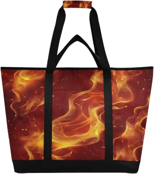 Flame Reusable Insulated Lunchbox Cooler Bag, Leakproof Kitchen Grocery Bag Collapsible Portable Cooler Tote Bag for Picnic, Camping, Office, Travel