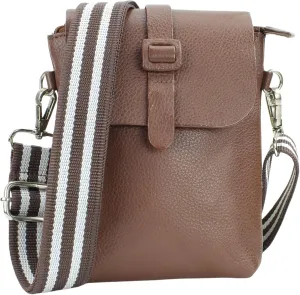 Flap Over Crossbody Bag with Adjustable Guitar Strap – Stylish Snap Closure Purse for Women – Genuine Leather