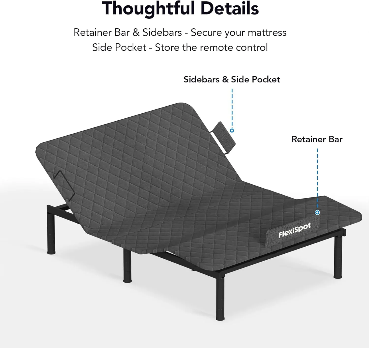 FLEXISPOT S3 Adjustable Bed Frame Base Queen, Wireless, 5 Minutes Quick Assembly, Zero Clearance, Zero Gravity, Whisper Quiet Durable Motor, Mattress Holder, Anti Snore.