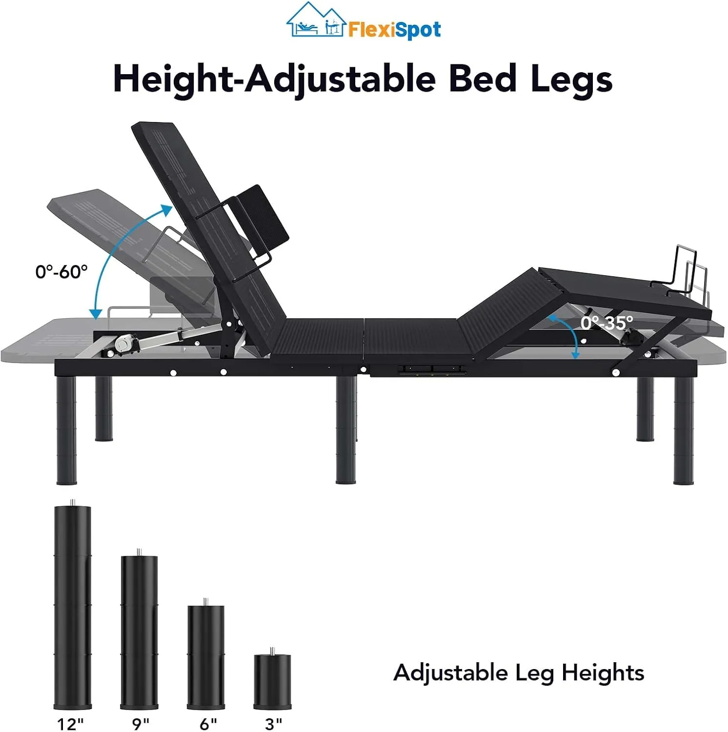 FLEXISPOT S3 Adjustable Bed Frame Base Queen, Wireless, 5 Minutes Quick Assembly, Zero Clearance, Zero Gravity, Whisper Quiet Durable Motor, Mattress Holder, Anti Snore.