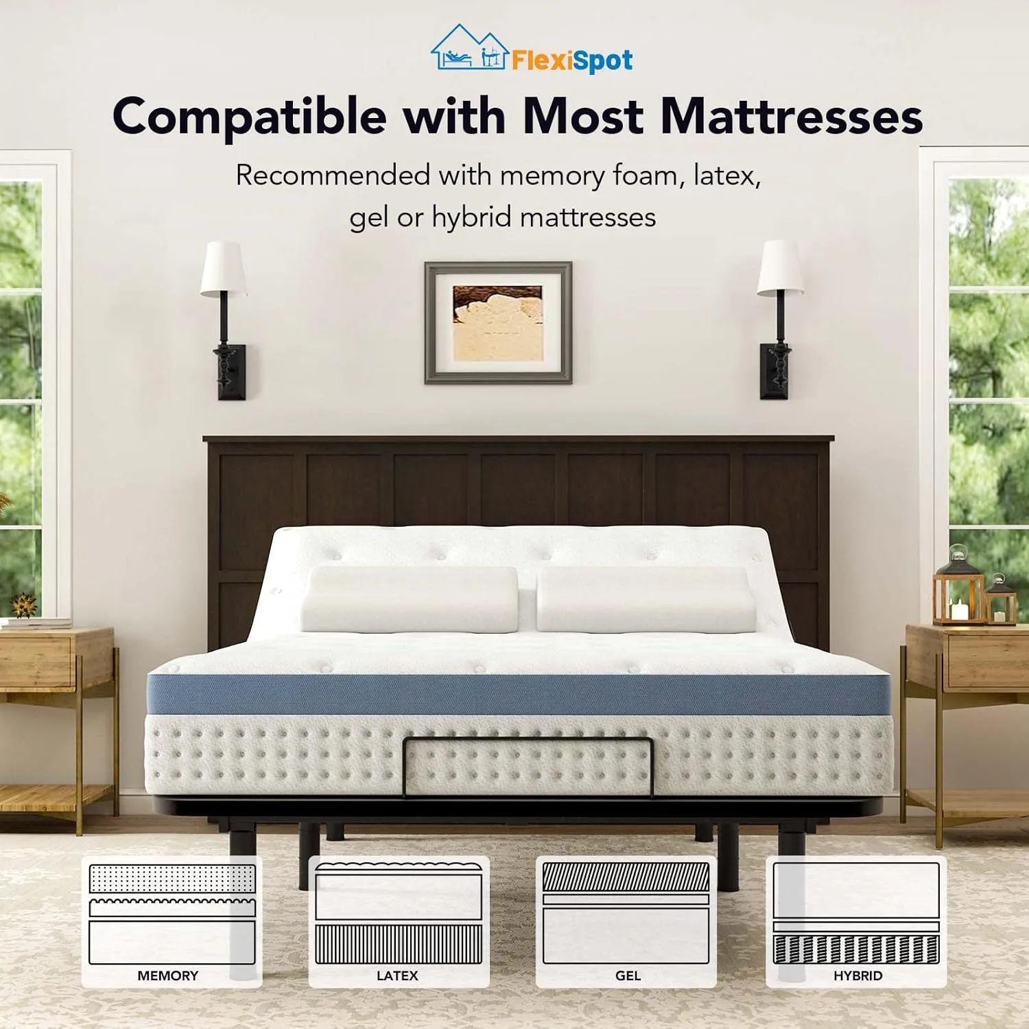 FLEXISPOT S3 Adjustable Bed Frame Base Queen, Wireless, 5 Minutes Quick Assembly, Zero Clearance, Zero Gravity, Whisper Quiet Durable Motor, Mattress Holder, Anti Snore.