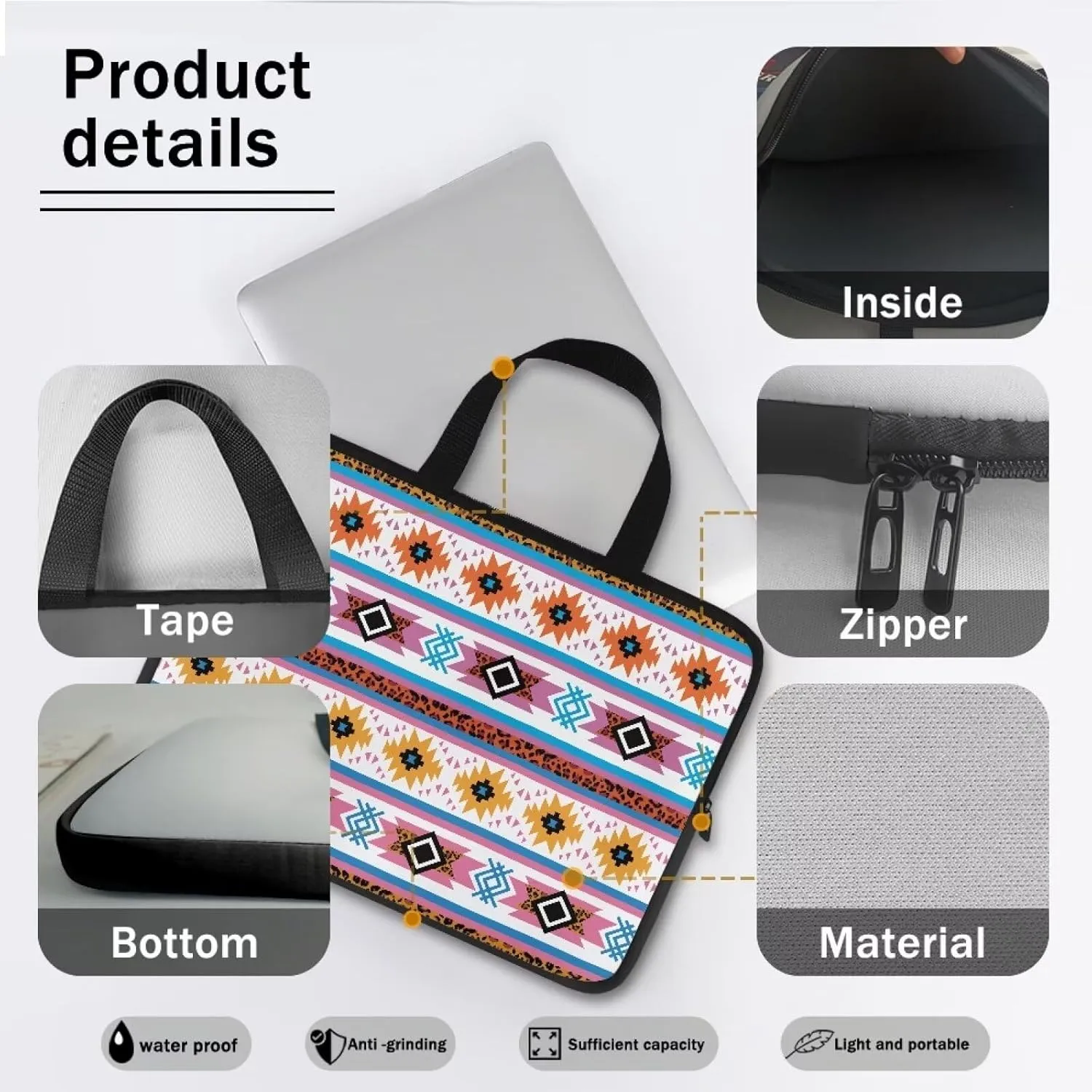 Floral Laptop Tote Bag 15.6" for Women，Fashion Laptop Bag with Handle Laptop Messenger Bag 17.3"
