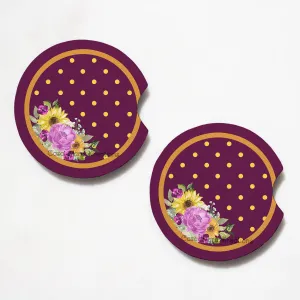 Floral Polka Dot Print 2.75" Car Coasters