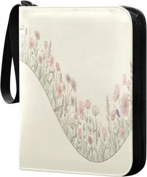 Flowers Card Binder 4 Pockets, 400 Pockets Trading Card Binder Removable Card Albums Card Holder for Games, Sports, Football, Baseball Cards