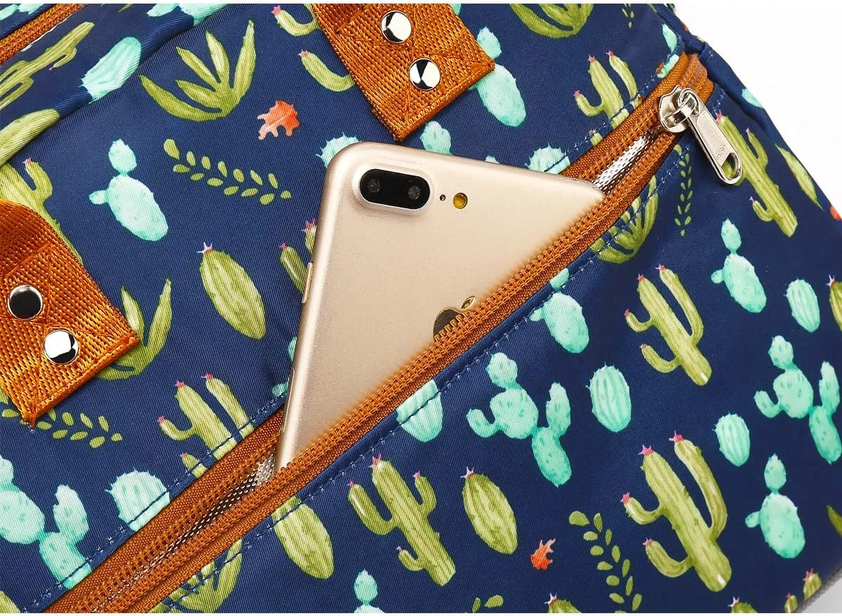 FlowFly Insulated Lunch Bag With Shoulder Strap for Women, Men, and Kids, Large and Reusable, Handle, Freezable Work and School Travel Tote and Meal Prep Organizer,Cactus