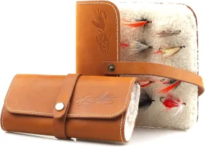 Fly Boxes for Fly Fishing Leather Wallet Tackle Box Flies Streamer Dry Fly Box Display Case Gifts for Men, Women (Fly Wallet)