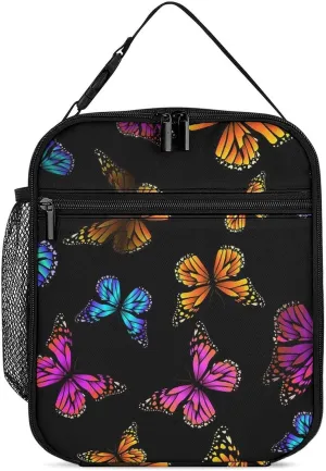 Flying Butterflies Reusable Lunch Bag Insulated Portable Lunch Box Bag Leak Proof Dining Bag Lunch Box Container Tote Pattern64
