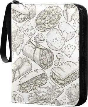 Food Card Binder 4 Pockets, 400 Pockets Trading Card Binder Removable Card Albums Card Holder for Games, Sports, Football, Baseball Cards