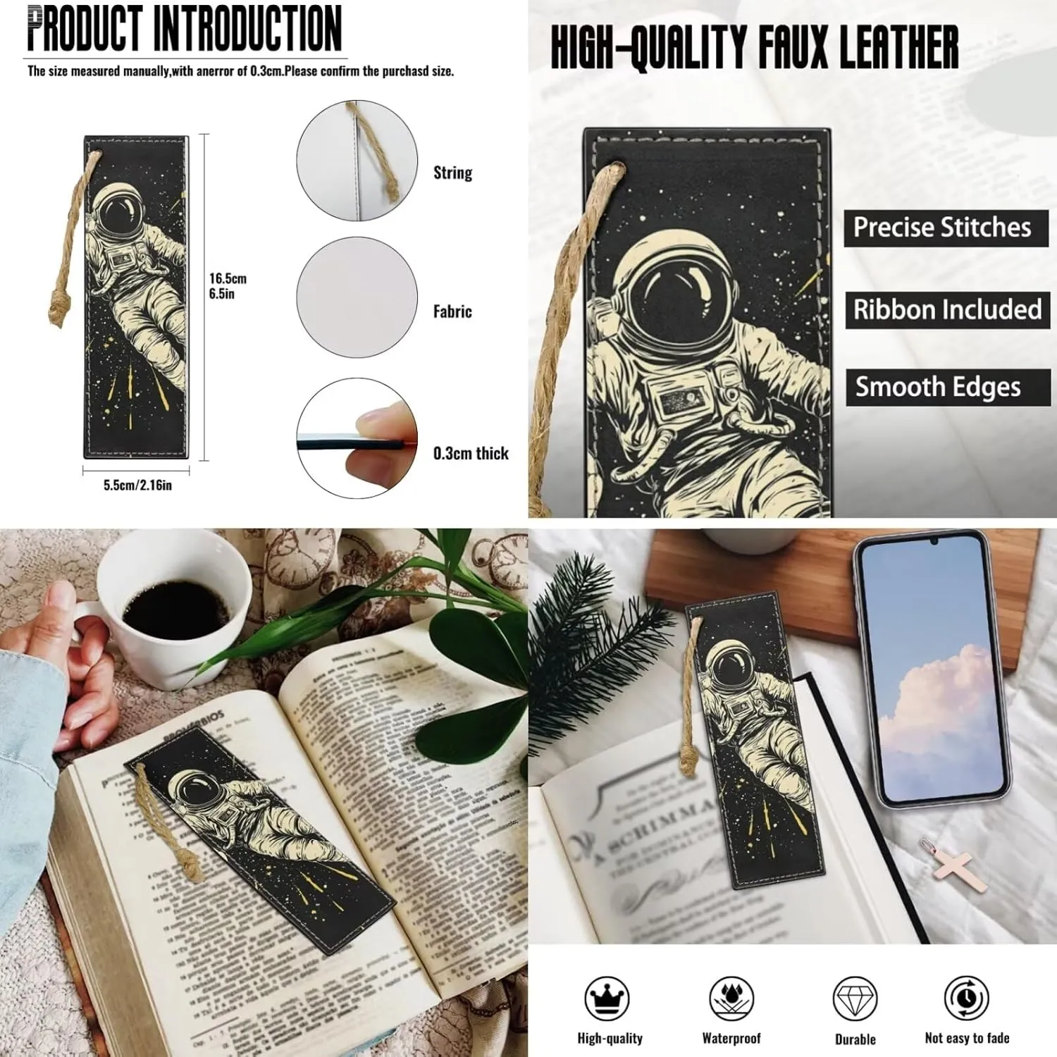 Football Spaceman Backpack for Boys with Lunch Bag 3 Pieces Bookbag for Kids 17 Inch School Bag with 2 Leather Bookmarks for Primary School Travel Daypack