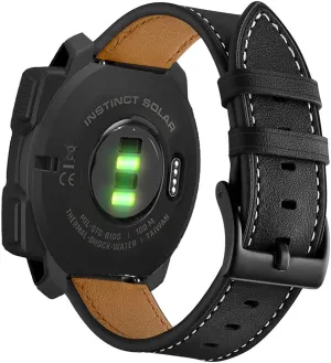 for Garmin Instinct/2 Solar Watch Bands, Leather Replacement Bracelet Strap Wristband Women Men for Garmin Instinct Tactical/Esports/Solar/Tide