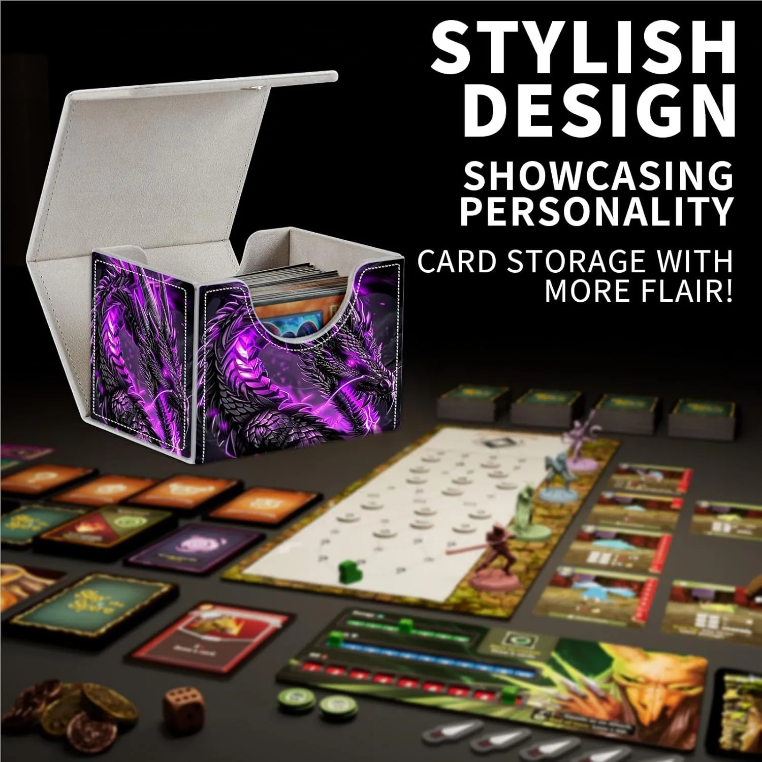 for MTG Card Storage - High Capacity Anime Card Sleeves, Designed for MTG Players (Flamed Black Dragon)