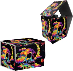 for MTG Card Storage Solution, Colorful Skull for MTG Card Box and Commander Decks, High Capacity Anime Card Sleeves for Mtg Deck Box Set of 2