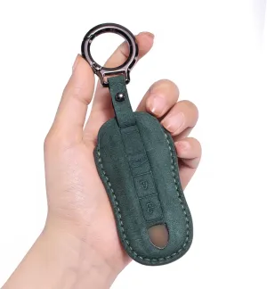 for Porsche Genuine Leather Key fob Cover,Compatible with Porsche 911 Cayenne Panamera TAYCAN Keyless Entry Smart Key Case