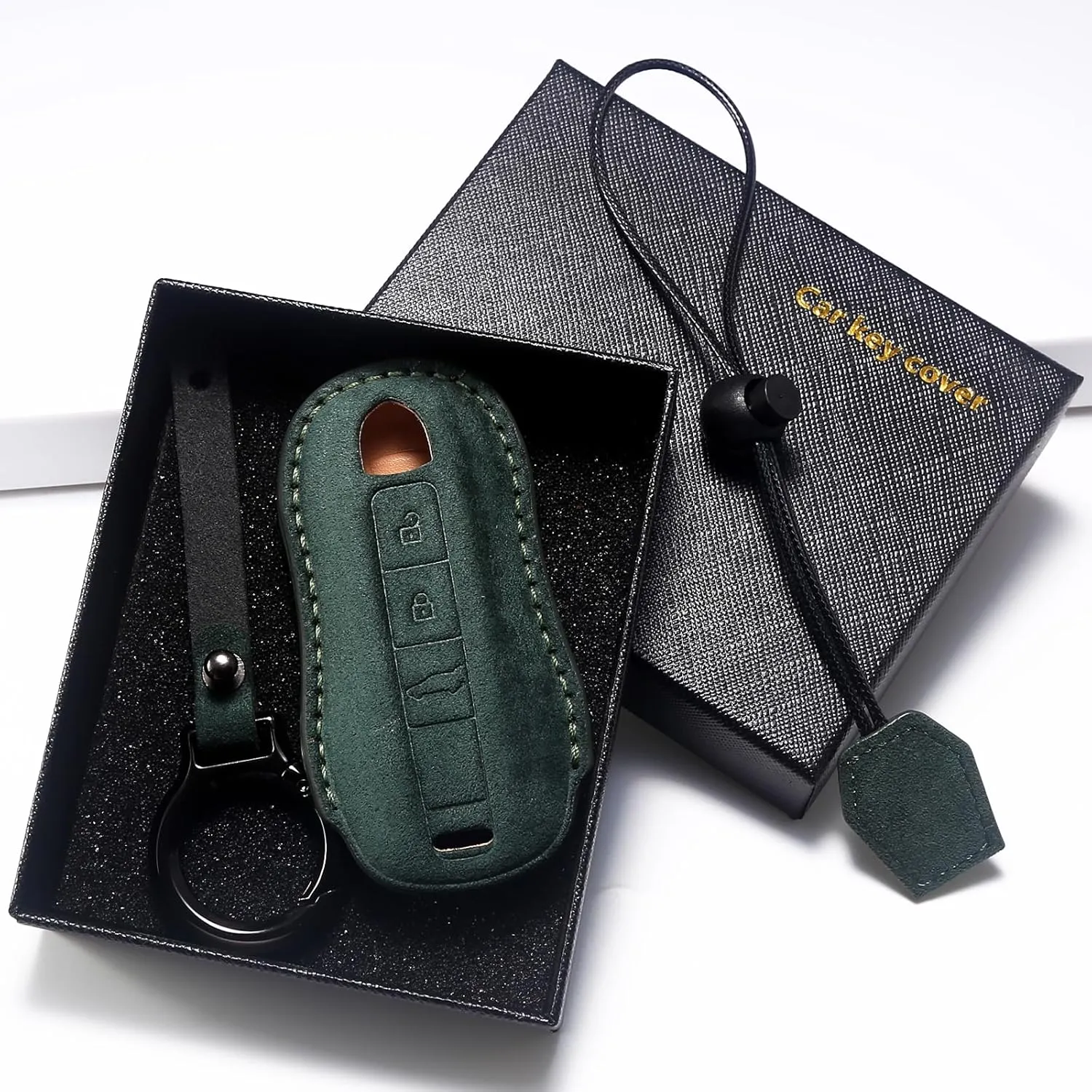 for Porsche Genuine Leather Key fob Cover,Compatible with Porsche 911 Cayenne Panamera TAYCAN Keyless Entry Smart Key Case