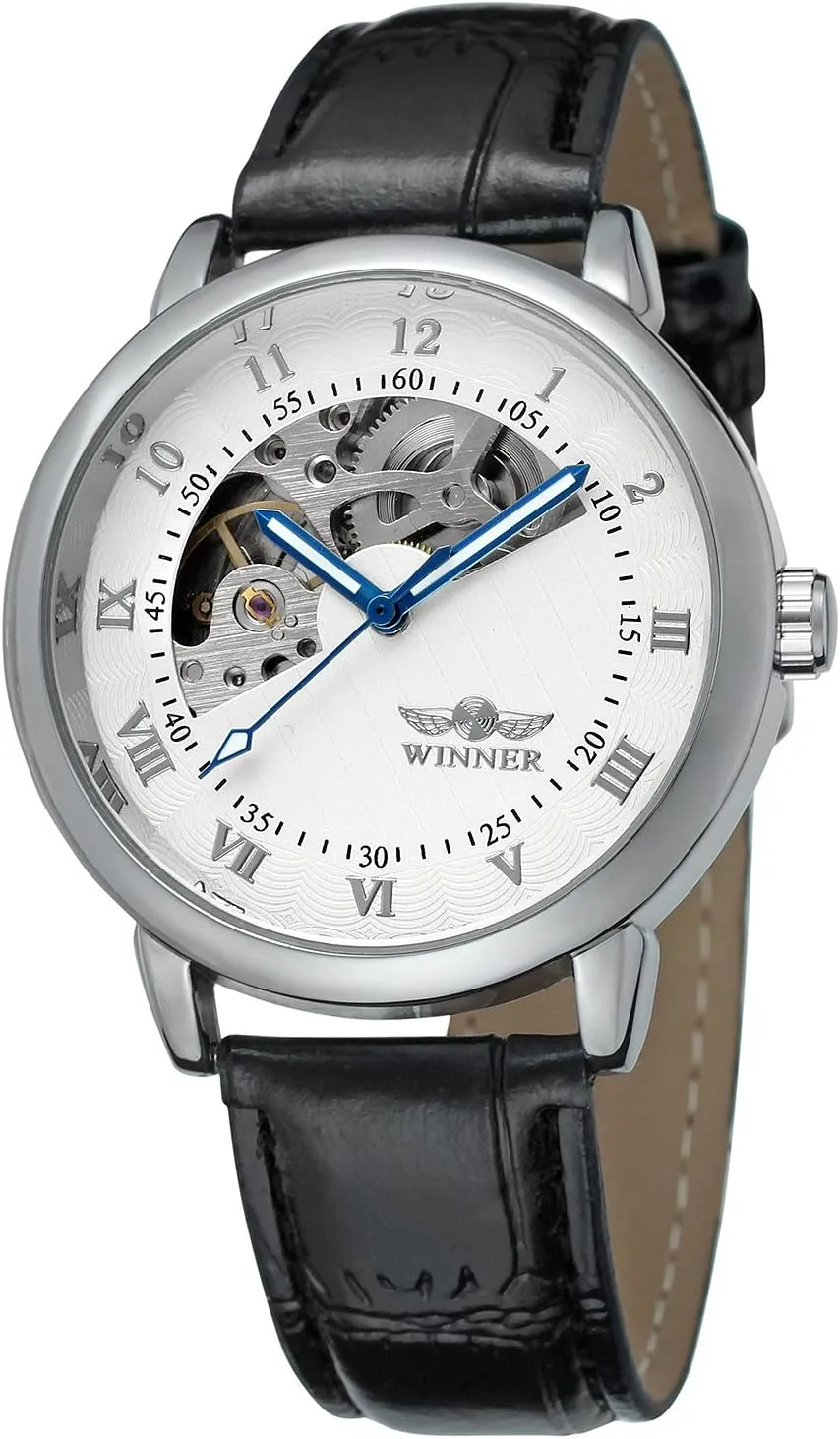 FORSINING Men's Automatic Movement Skeleton Leather Strap Mechanical Classic Wrist Watch