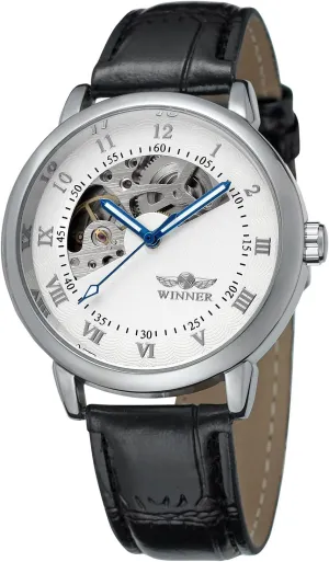 FORSINING Men's Automatic Movement Skeleton Leather Strap Mechanical Classic Wrist Watch