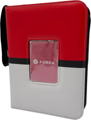 FORZAROCKET 9-Pocket Toploader Binder – Holds 252 Cards | Side-Loading, Ringless, Double-Sided Pages for 3x4" Top Loaders | TCG Card Storage Album with Card Display Window & Wristband (Red & White)