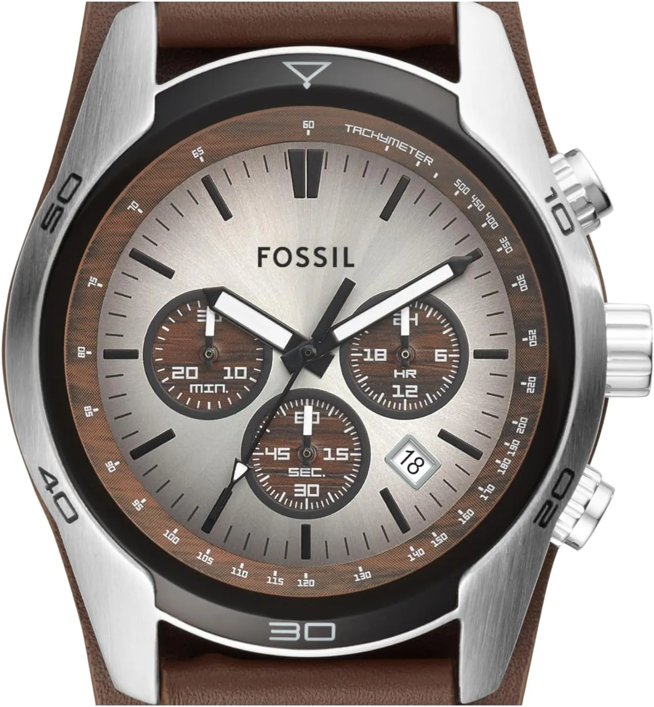 Fossil Men's Coachman Quartz Stainless Steel and Leather Chronograph Watch