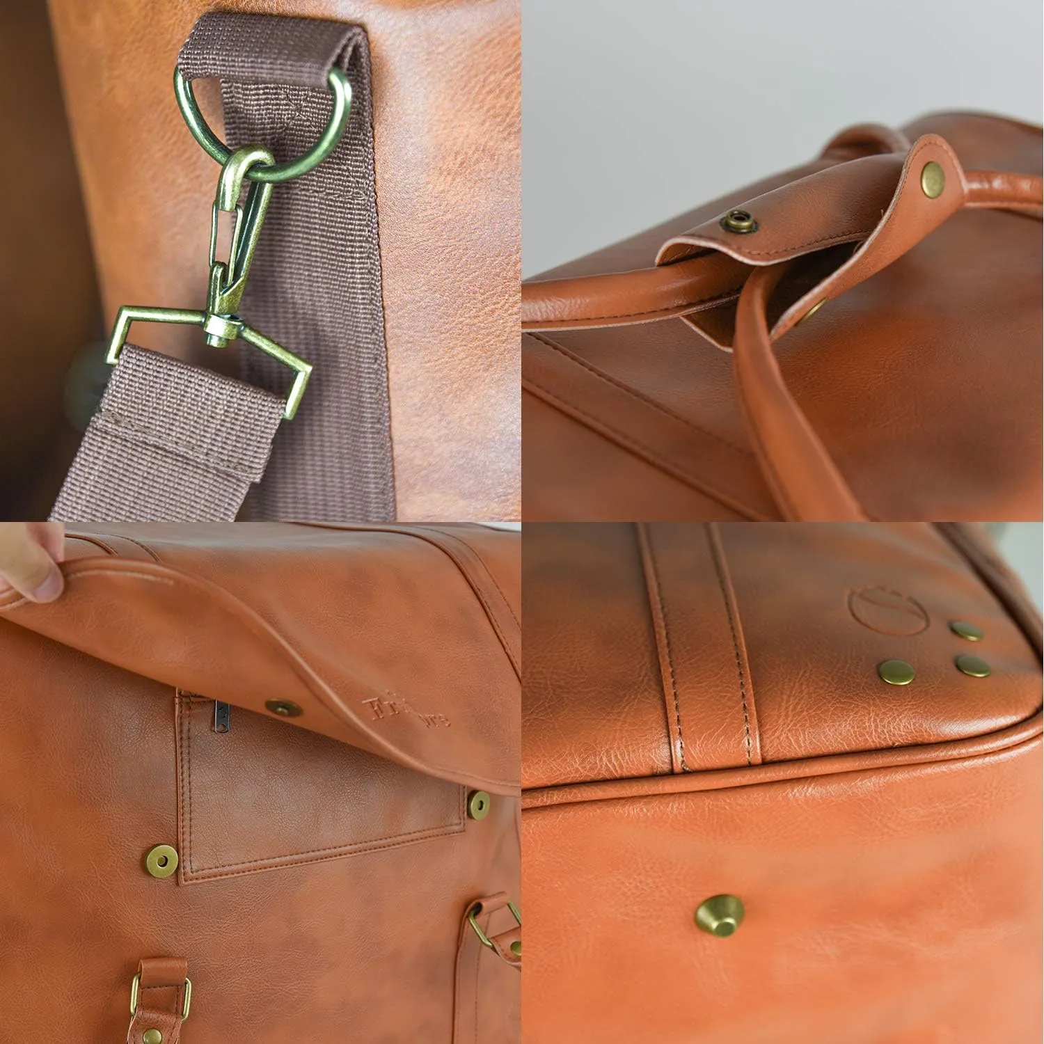 Freshore® Wine Leather Tote Cooler Insulated Bag - Luxury 2 Bottle Carrier Design For Lunch/Travel - Idea Gift For Women/Man