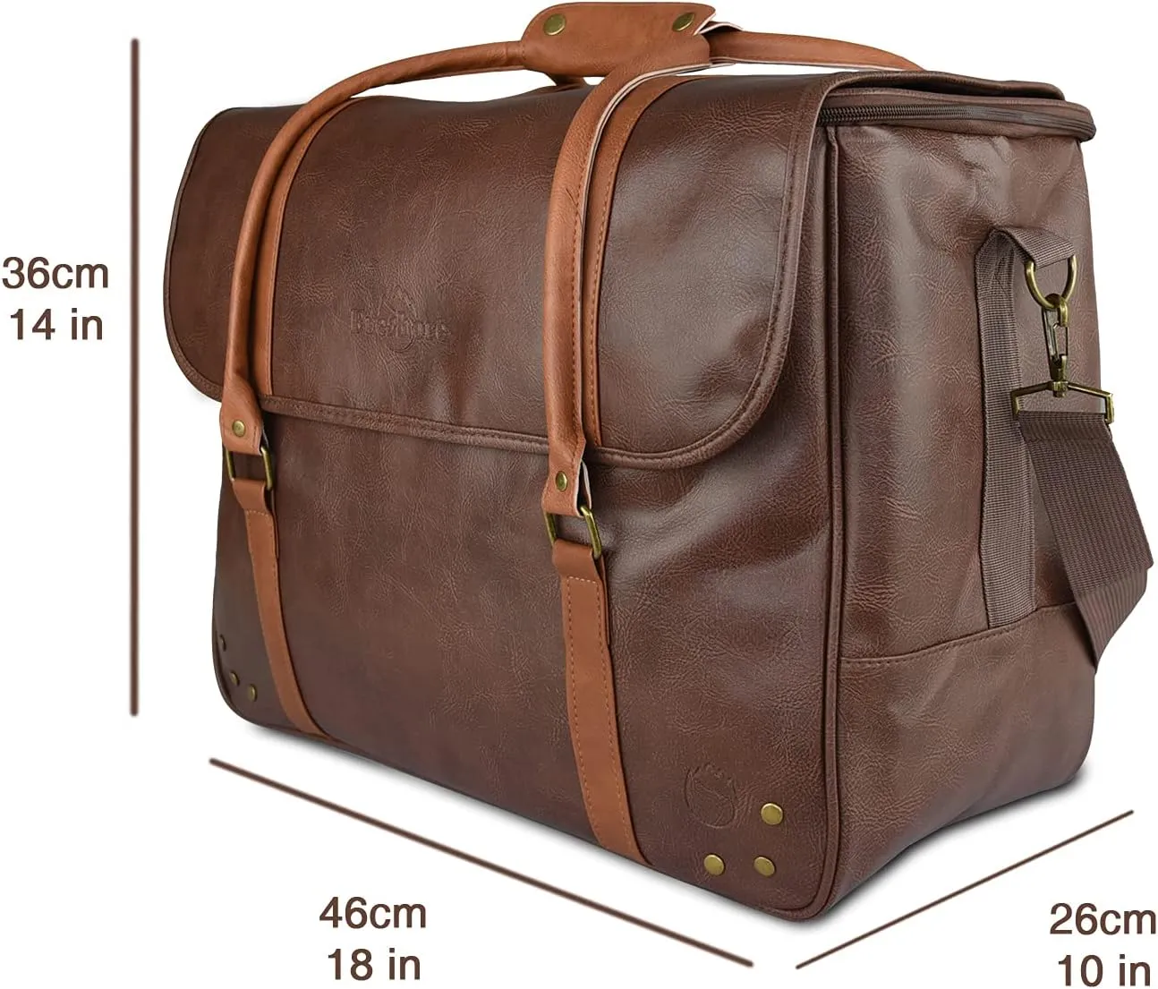 Freshore® Wine Leather Tote Cooler Insulated Bag - Luxury 2 Bottle Carrier Design For Lunch/Travel - Idea Gift For Women/Man