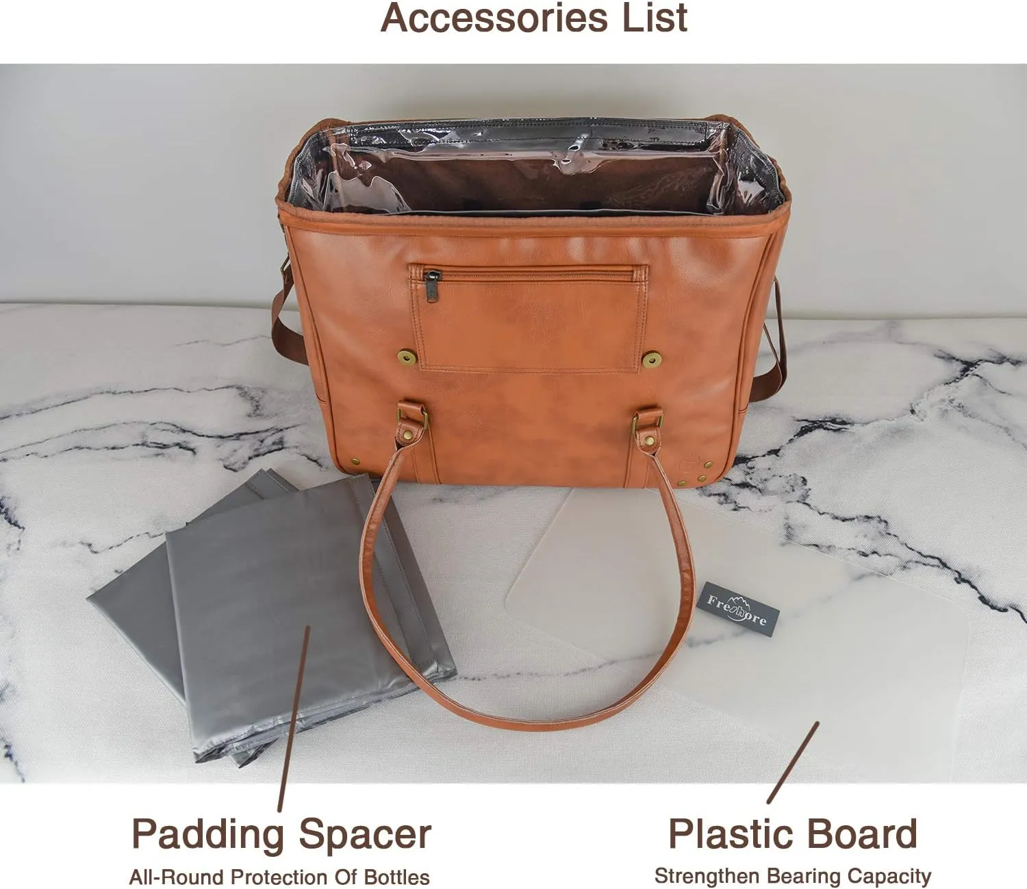 Freshore® Wine Leather Tote Cooler Insulated Bag - Luxury 2 Bottle Carrier Design For Lunch/Travel - Idea Gift For Women/Man