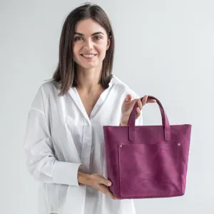 Fuchsia leather mini tote bag