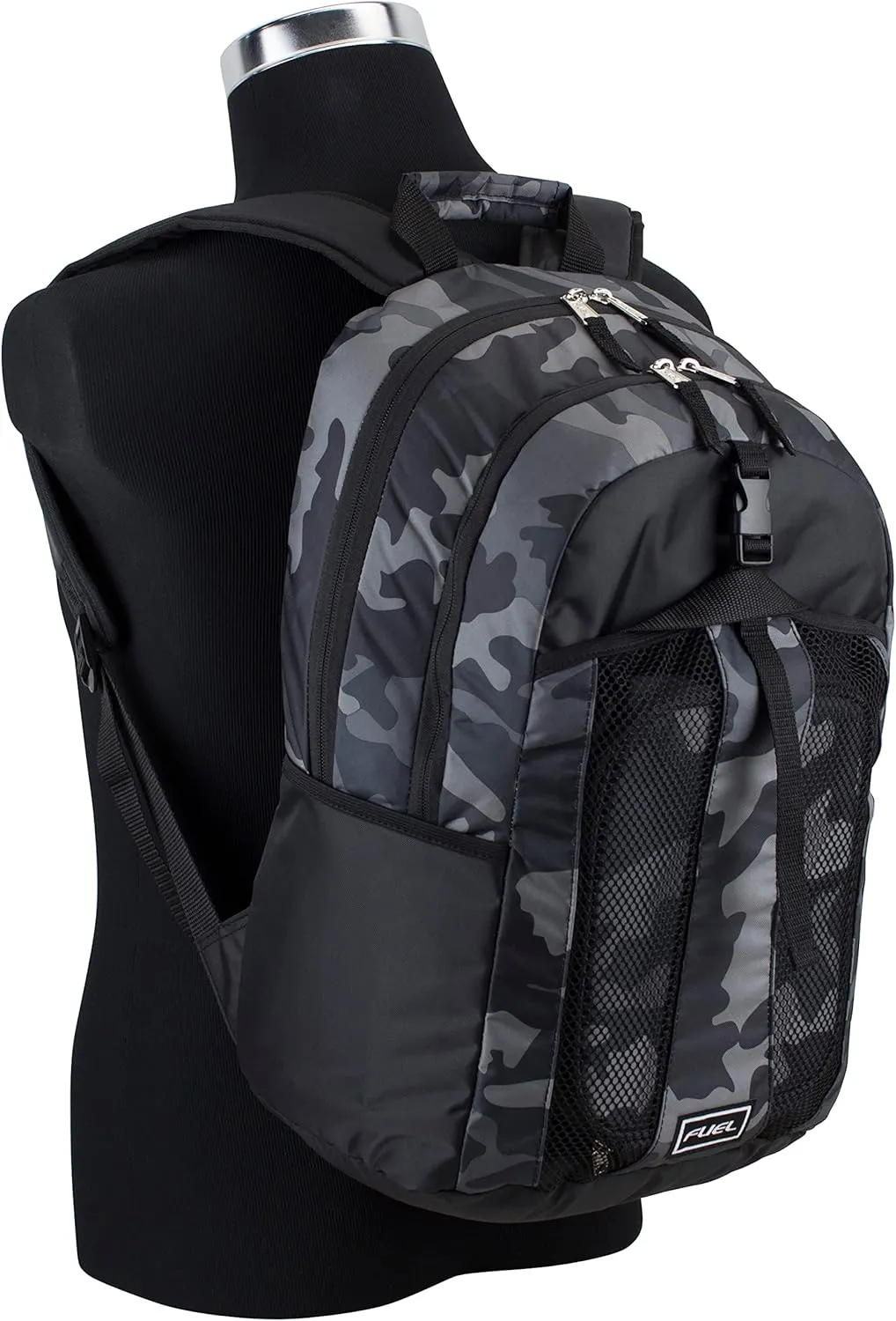 FUEL Lunch Backpack Set Teens Student Water Resistant Bookbag Bag Soft Reusable Insulated Cooler Lunch Box Thermal Travel Office Lunch Bag, Grey Camo