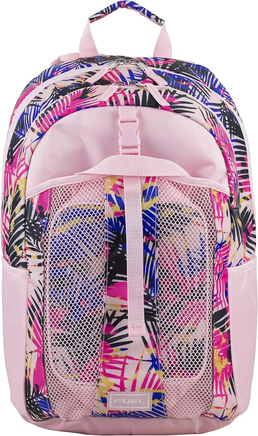 FUEL Lunch Backpack Set Teens Student Water Resistant Bookbag Bag Soft Reusable Insulated Cooler Lunch Box Thermal Travel Office Lunch Bag, Tropical Palm Trees